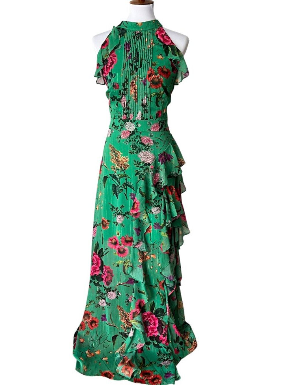 Gown 12 Formal Dress XL Homecoming Floral Metallic Cascading Fall Wedding Guest